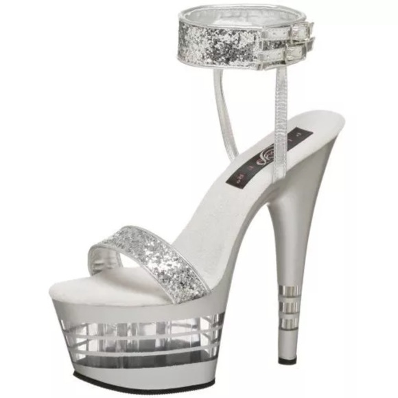 silver pleaser heels